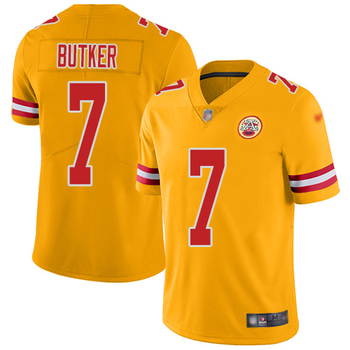 Men Kansas City Chiefs #7 Butker Harrison Limited Gold Inverted Legend Football Nike NFL Jersey